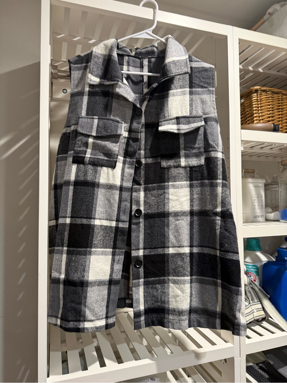 Black & White Plaid Button Front Shacket0029